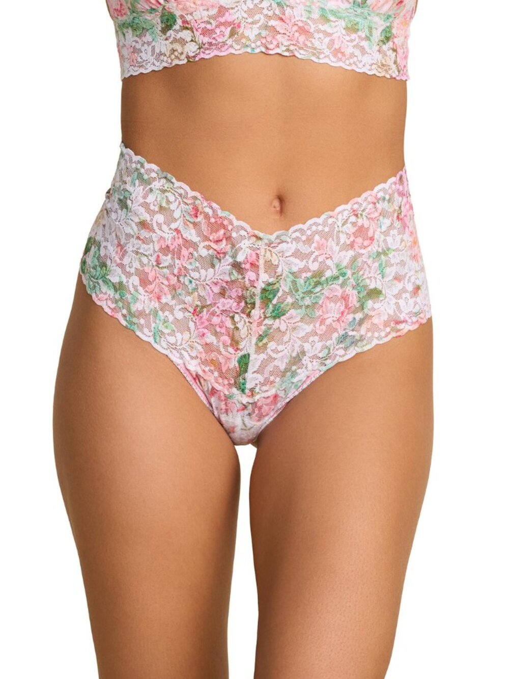 Printed Retro Lace Thong